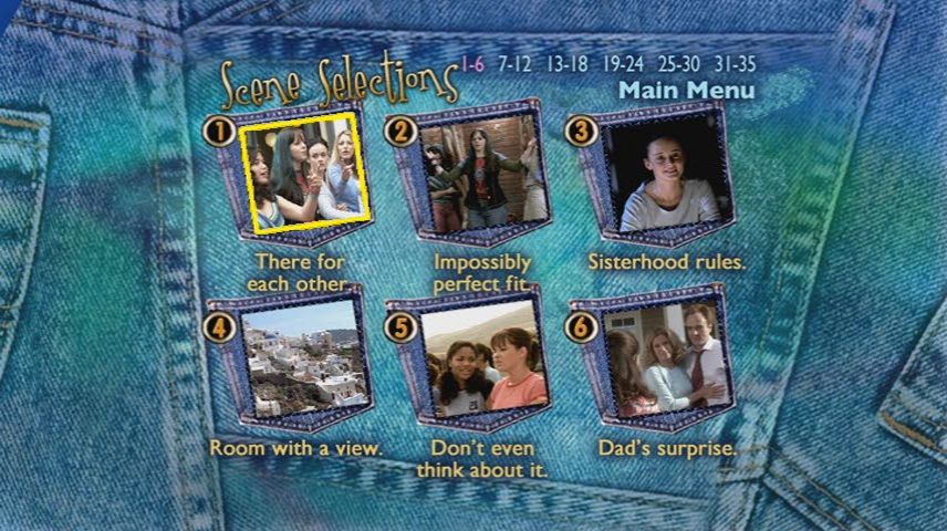 The Sisterhood Of The Traveling Pants 2005 Dvd Movie Menus