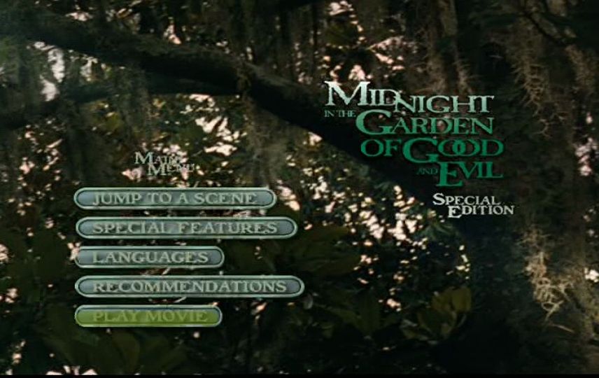 Midnight In The Garden Of Good And Evil 1997 Dvd Menu