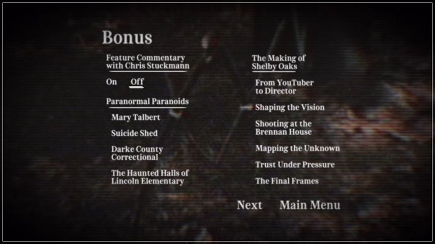 Special Features Menu